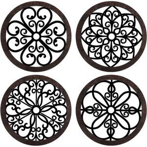 4 Pcs Thicken Rustic Wall Decor Farmhouse Wall Art Wooden Hollow
